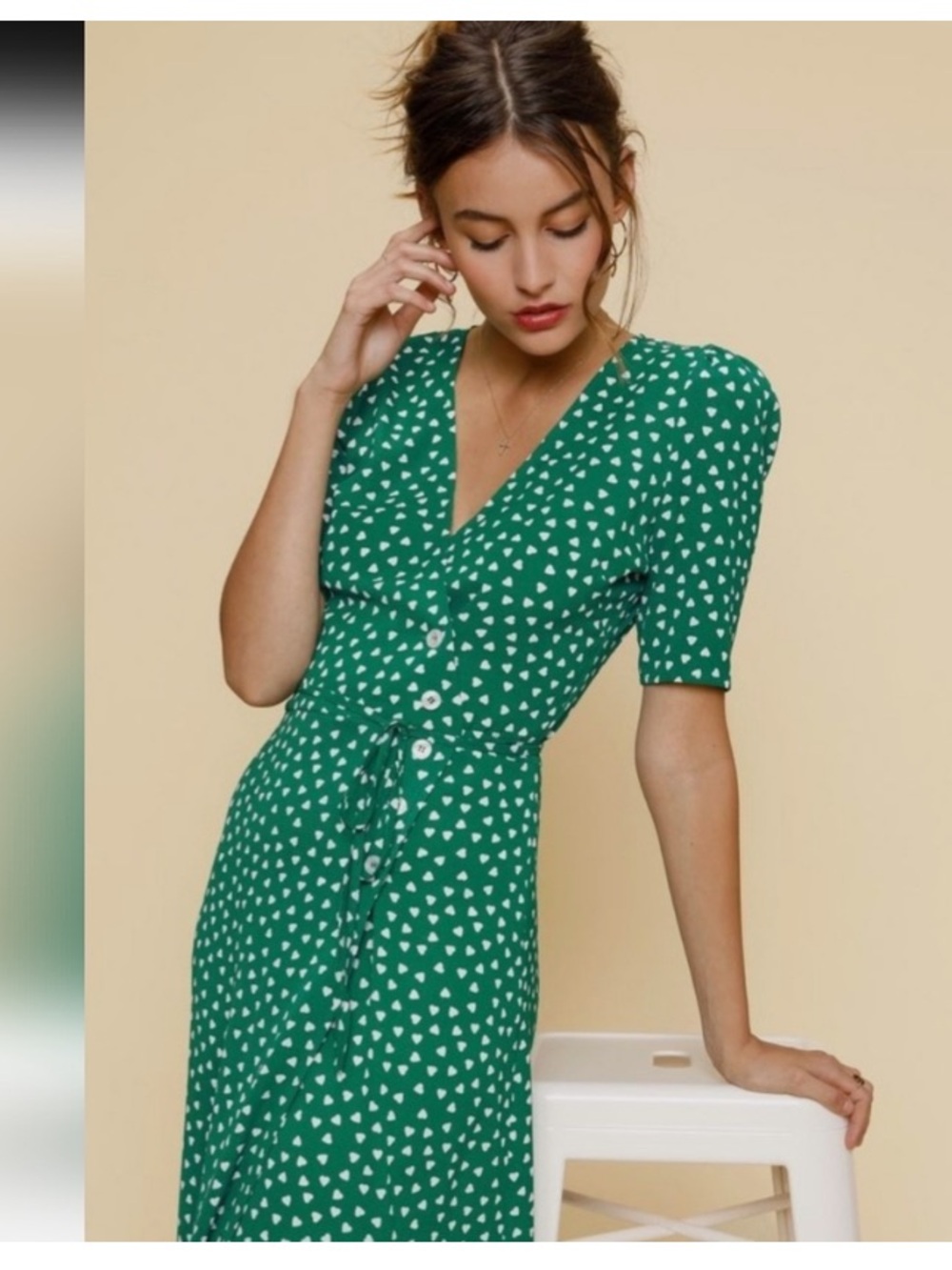Rouje Gabin Heart-Print Wrap Midi Dress